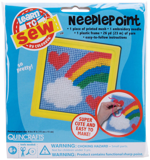 Rainbow Learn To Sew Needlepoint Kit - Yellow Frame