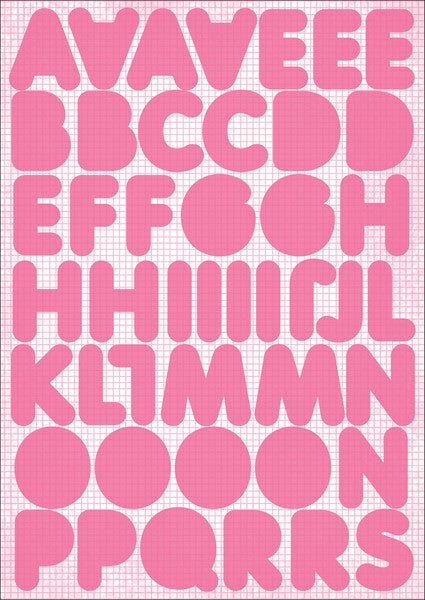 Round Hot Pink Alpha Sticker Sheet - 8.25" x 5.75"