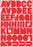 Square Red Alpha Sticker Sheet - 8.25" x 5.75"