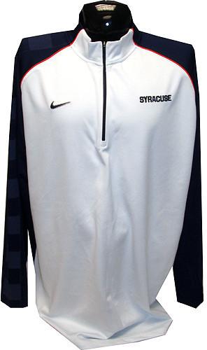 Kristof Ongenaet #12 2008-09 Syracuse Game Used Long Sleeve White/Navy Warmup Shirt (XXL) (Length +4)