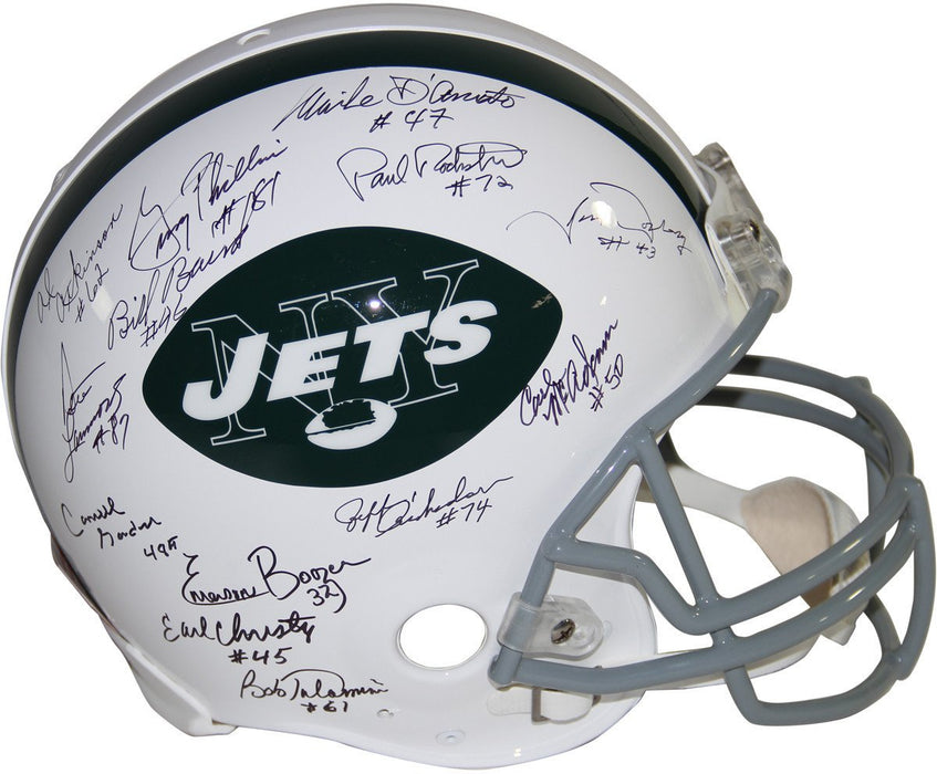 1969 New York Jets Team Signed Authentic 65-77 Throwback Helmet (21 Signatures)