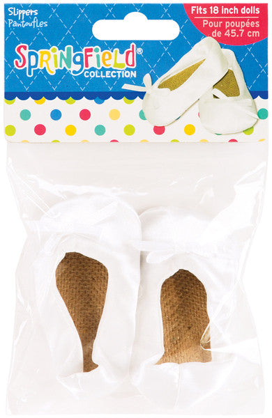 Doll Clothes Slippers - White