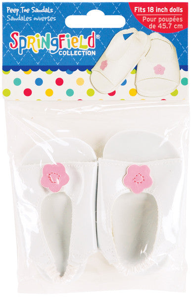 Doll Clothes Peep Toe Sandal - White & Pink