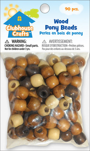 Clubhouse Crafts Wood Pony Beads - 90 Ct