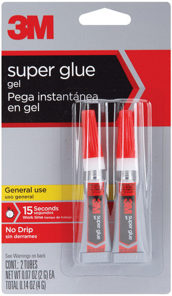 3M Super Glue Gel 2/Pkg-.07 Oz 2/Pkg