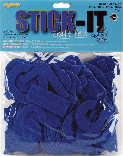 Stick It Felt 2" Numbers and Letters - Cobalt