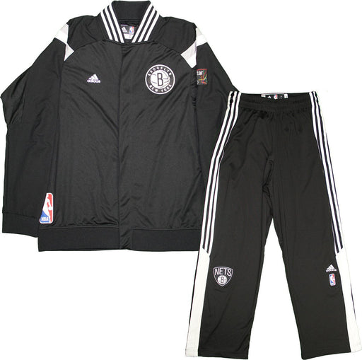 Brook Lopez Uniform - Brooklyn Nets Game- Used 2014-2015 #11 Black and White Warm-Up Set