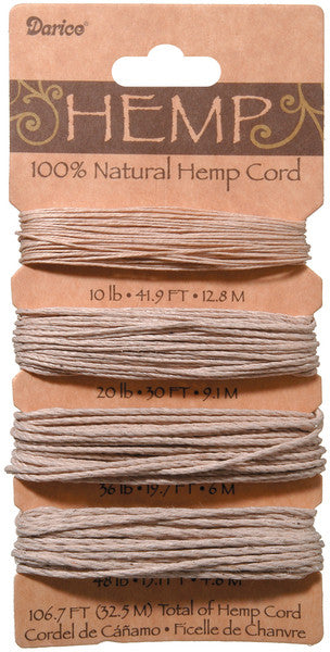 Natural Hemp Cord Assorted - 106.7 Feet