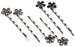 Silver and Black Studded Flower Bobby Pins - 6 Ct