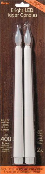 White LED 11" Taper Candle - 2 Ct