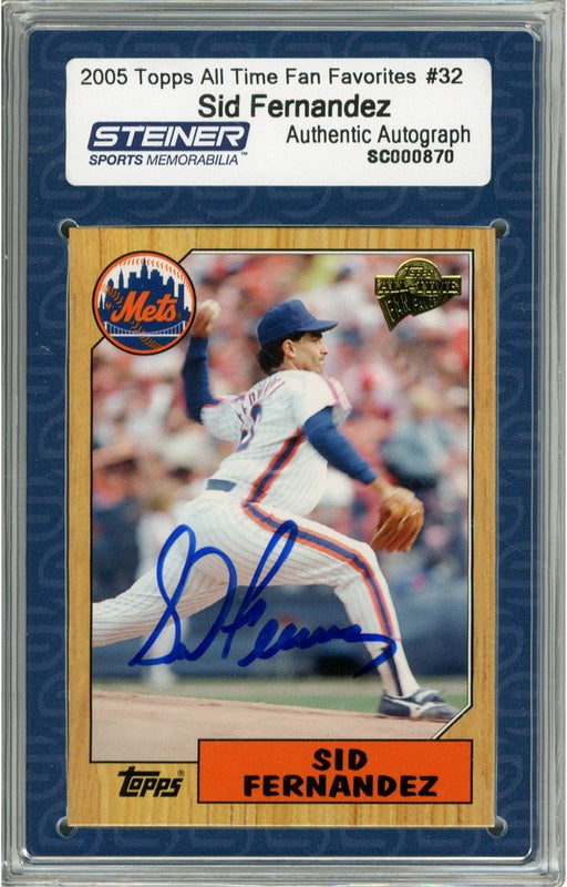 Sid Fernandez Signed 2005 Topps Card - Mets - "Topps All Time Fan Favorites" Side - 1/2 way thru pitch (Slabbed by Steiner)