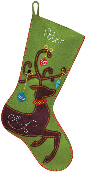 Ornate Deer Stocking Felt Applique Kit-19" Long