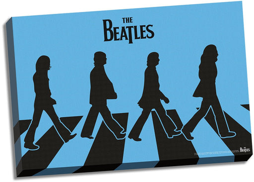 The Beatles Blue Silhouette Abbey Road 24x36 Stretched Canvas