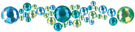 Light Blue, Citron and Teal Crystal Round Sticker - 3 Ct