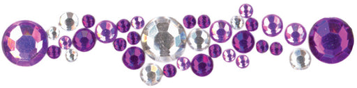 Lavender, Purple and Clear Crystal Round Sticker - 3 Ct