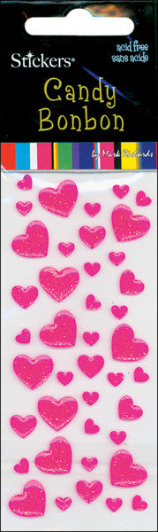 Hot Pink Heart Candy Stickers - 41 Ct