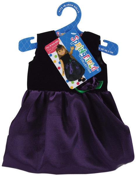 Doll Clothes Black Velvet and Purple Satin Dress