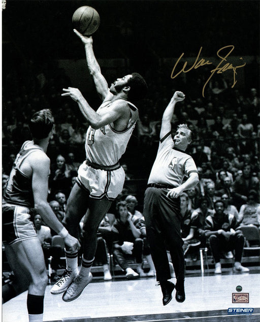 Walt Frazier Signed Jump Shot over Jerry West 16x20 Photo (Signed In Gold)