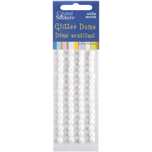 White Glitter 5mm Dome Stickers - 64 Ct