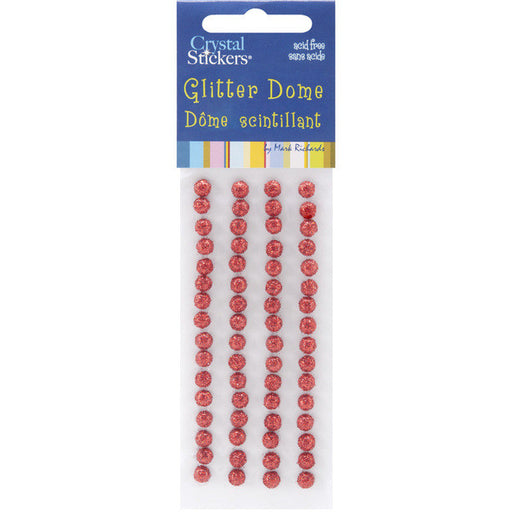 Red Glitter 5mm Dome Stickers - 64 Ct