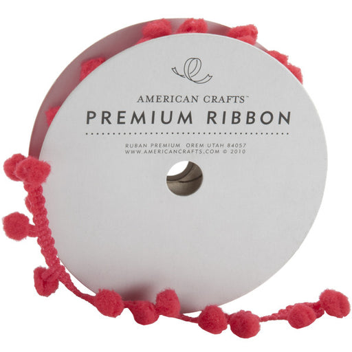 Ribbon .5"-Pompoms/Rouge