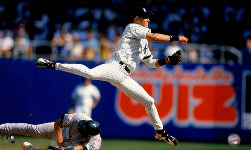 Derek Jeter Leaping Throw Horizontal 12x20 Photo uns