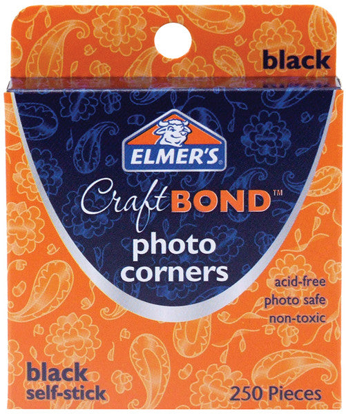 Elmer's Photo Corners 250/Pkg-Black Self-Stick