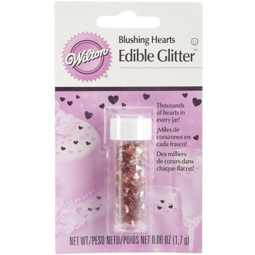 Edible Glitter .04 Ounces/Pkg-Pink Hearts