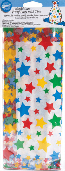 Party Bags 4"X9-1/2" 20/Pkg-Colorful Stars