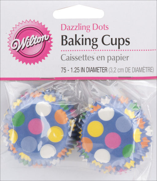 Baking Cups-Dazzling Dots 75/Pkg - Mini