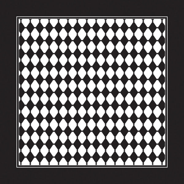 Domestic Bandanna 22"X22"-Black/White Diamond