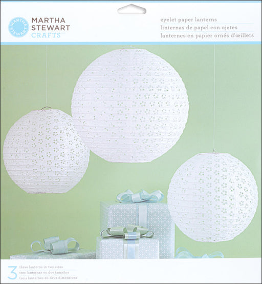 Doily Lace Paper Lanterns Kit-Makes 3-White Eyelet