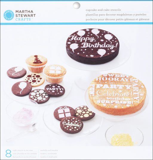 Modern Festive Cake And Cupcake Stencils 8/Pkg