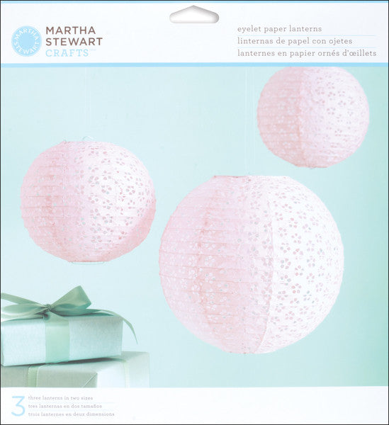 Paper Lanterns Kit - Makes 3-Pink Eyelet