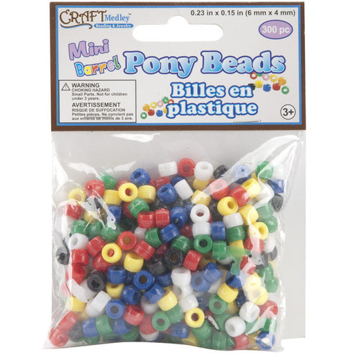 Mini Barrel Pony Beads 6mmX4mm- Opaque Multi-Mix