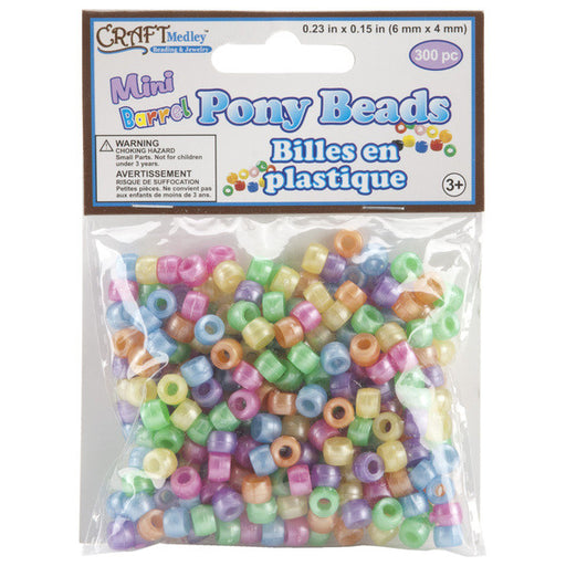 Mini Barrel Pony Beads- Pearlized Multi-Mix