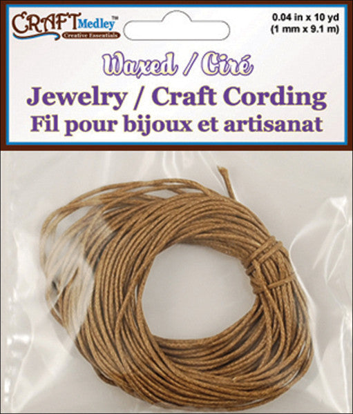 Jewelry Craft Round Waxed Cording- Dark Natural