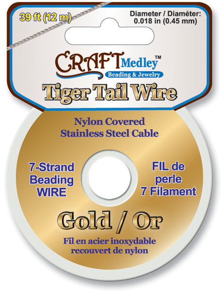 Tiger Tail Beading Wire 7-Strand .45mm-Gold