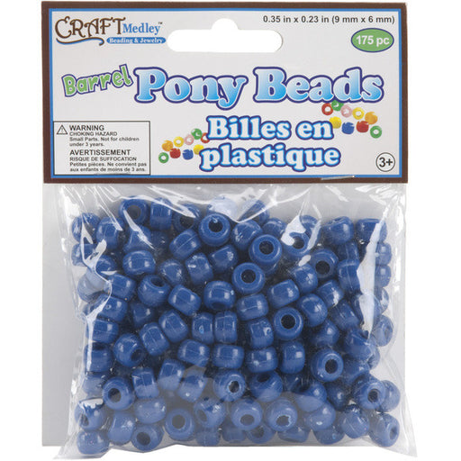 Barrel Pony Beads 9mmx6mm 175/Pkg-Royal Blue