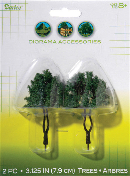 Diorama 3-1/8" Tree Dual Trunk With Powder 2/Pkg