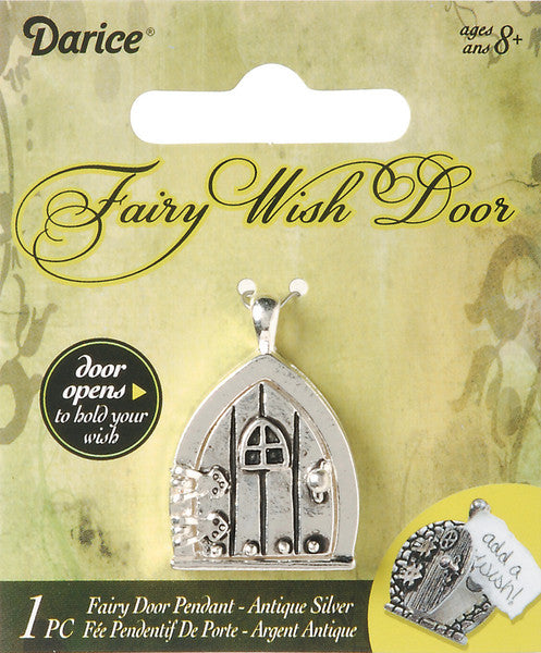 Fairy Door Metal Charm 1/Pkg-Antique Silver