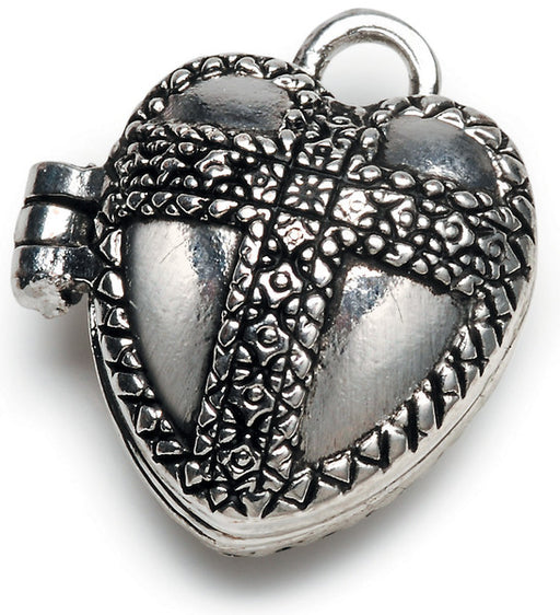 Prayer Box Metal Charm 1/Pkg-Antique Silver Heart