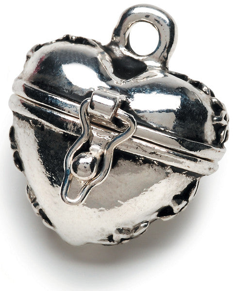 Prayer Box Metal Charm-Antique Silver Puffy Heart