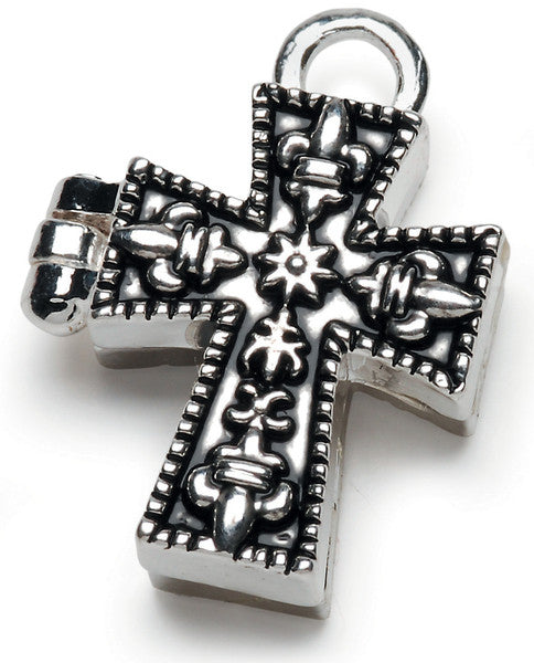 Prayer Box Metal Charm 1/Pkg-Antique Silver Cross