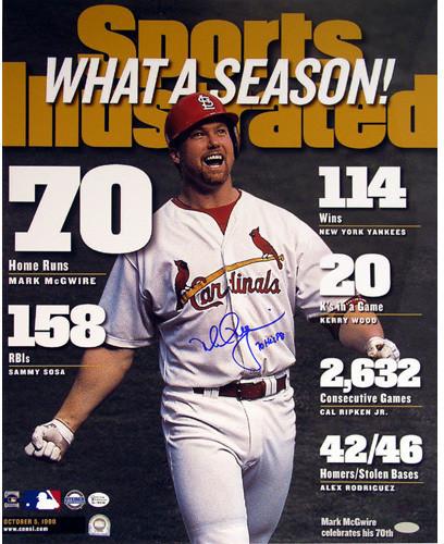 Mark McGwire SI Cover w/70 hr 98 insc 16x20 Ltd of 98