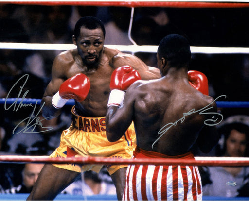 Thomas Hearns v Sugar Ray Leonard Dual Signed 16x20 Photo