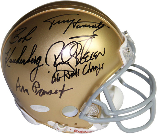 Terry Hanratty /Rocky Bleier /Bob Kuechenberg/Ara Parseghian Multi-Signed Notre Dame Mini Helmet w/ "66 Natl Champs" Insc. by Rocky Bleier