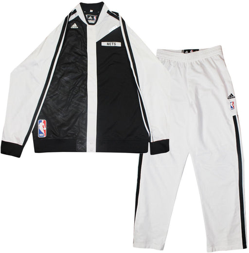 Mirza Teletovic Warmup Set - Brooklyn Nets 2013-2014 Season Game Used #33 Black and White Light Warmup Jacket and White Warmup Pants