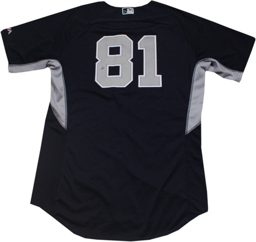 Ramon Flores Jersey - NY Yankees 2014 Spring Training Game Used#81 Road BP Top (HZ102029) (Size 46)