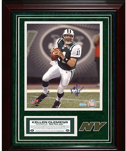 Kellen Clemens Autographed Stepping Up in the Pocket Framed 11x14 Turf Collage